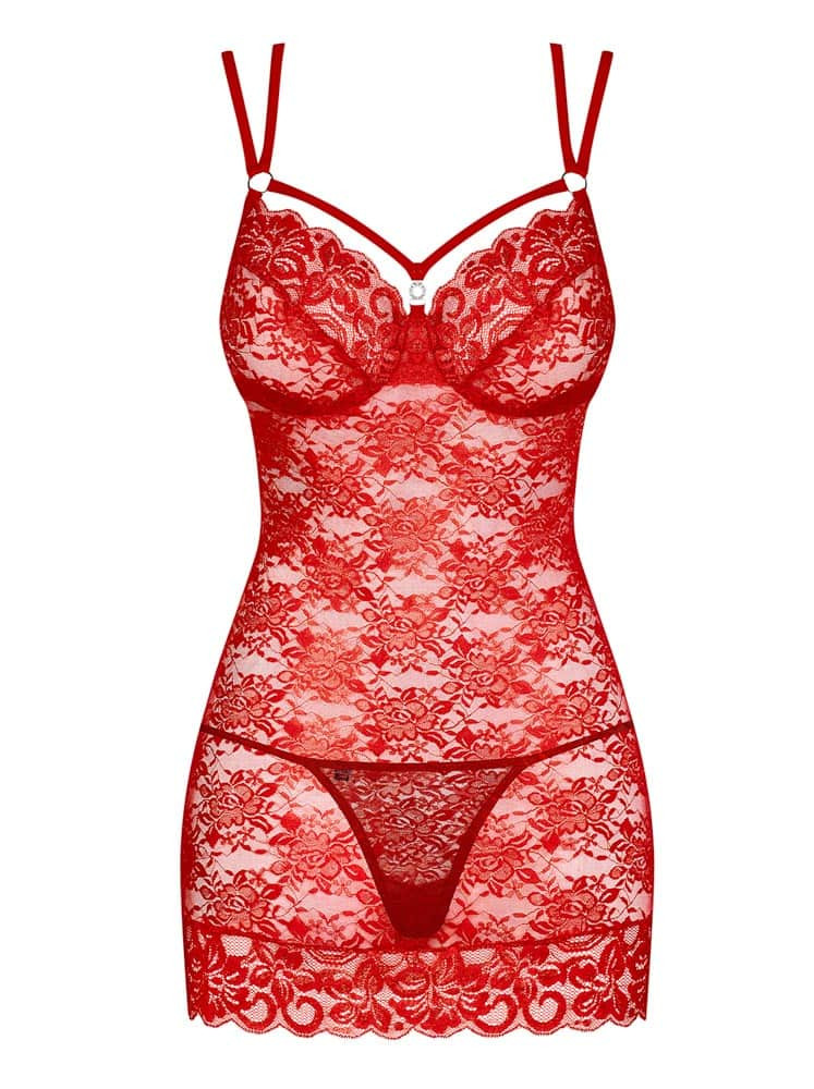 Model 860-CHE-3 chemise & thong red  S/M