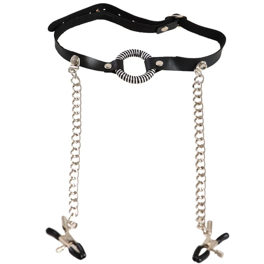 Fetish Fantasy Series O-Ring Gag With Nipple Clamps