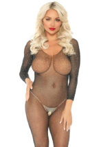 Fishnet Sleeved Bodystocking Black O/S - Catsuits