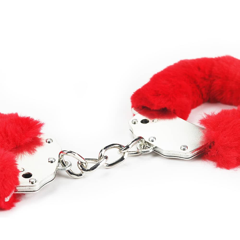 Fetish Pleasure Fluffy Hand Cuffs Red - Catuse