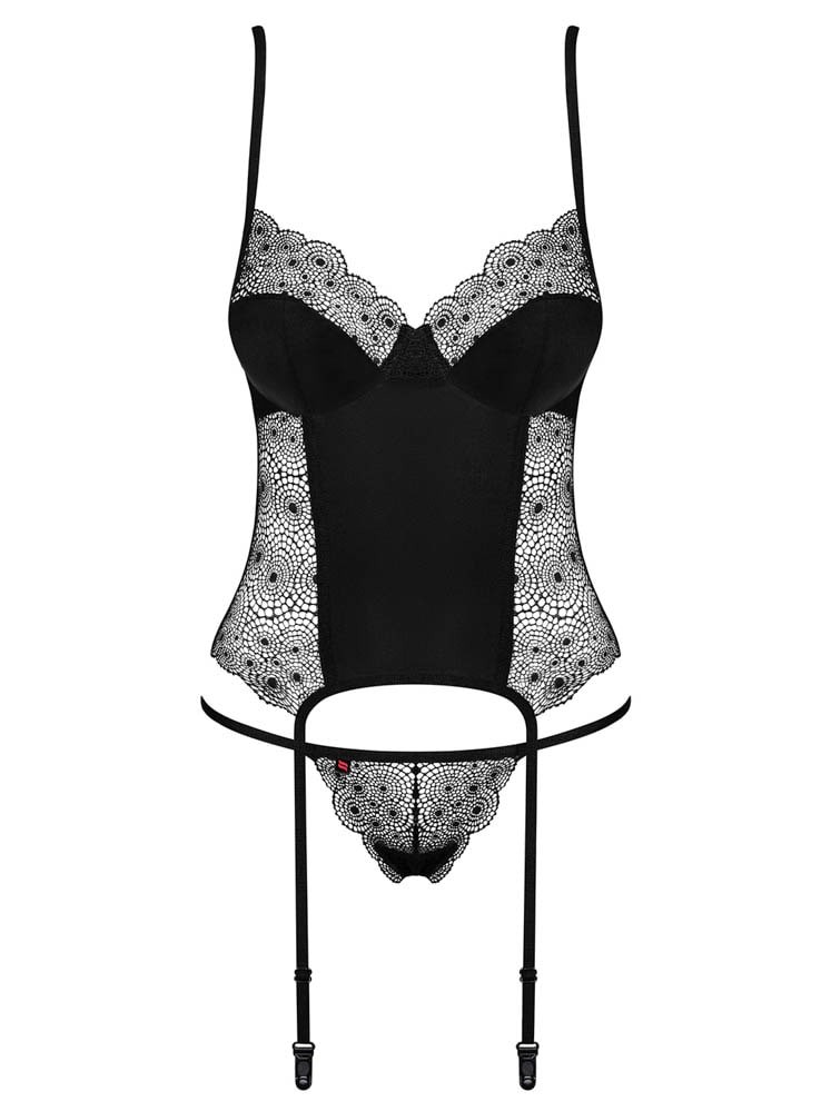 Sharlotte corset & thong black L/XL Avantaje