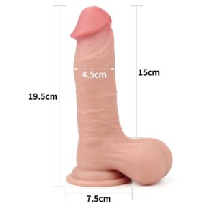 7.8'' Sliding Skin Dual Layer Dong - Whole Testicle - Dildo