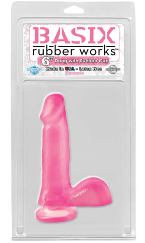 Basix Rubber Works 6 inch Dong With Suction Cup Pink - Dildo