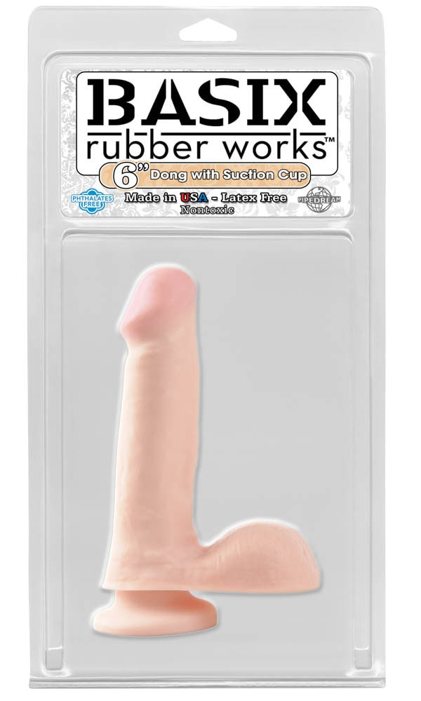 Basix Ruber Works 6 inch Dong With Suction Cup Flesh Avantaje