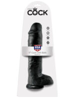 King Cock 11 inch Cock With Balls Black - Dildo