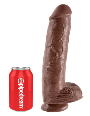King Cock 11 inch Cock With Balls Brown - Dildo