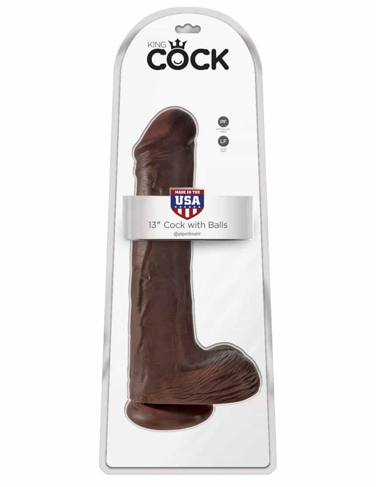 King Cock 13 inch Cock With Balls Brown - Dildo