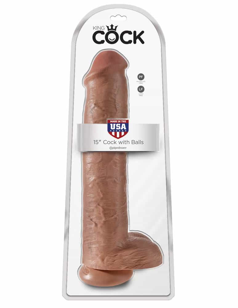 Model King Cock 15 inch Cock With Balls Tan