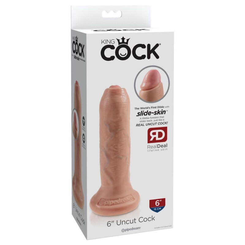 King Cock  6" Uncut Cock Dildo Cu Ventuza Culoare Flesh