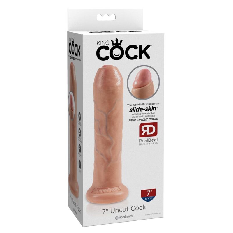 King Cock  7" UncutÂ Cock Dildo Cu Ventuza Culoare Flesh