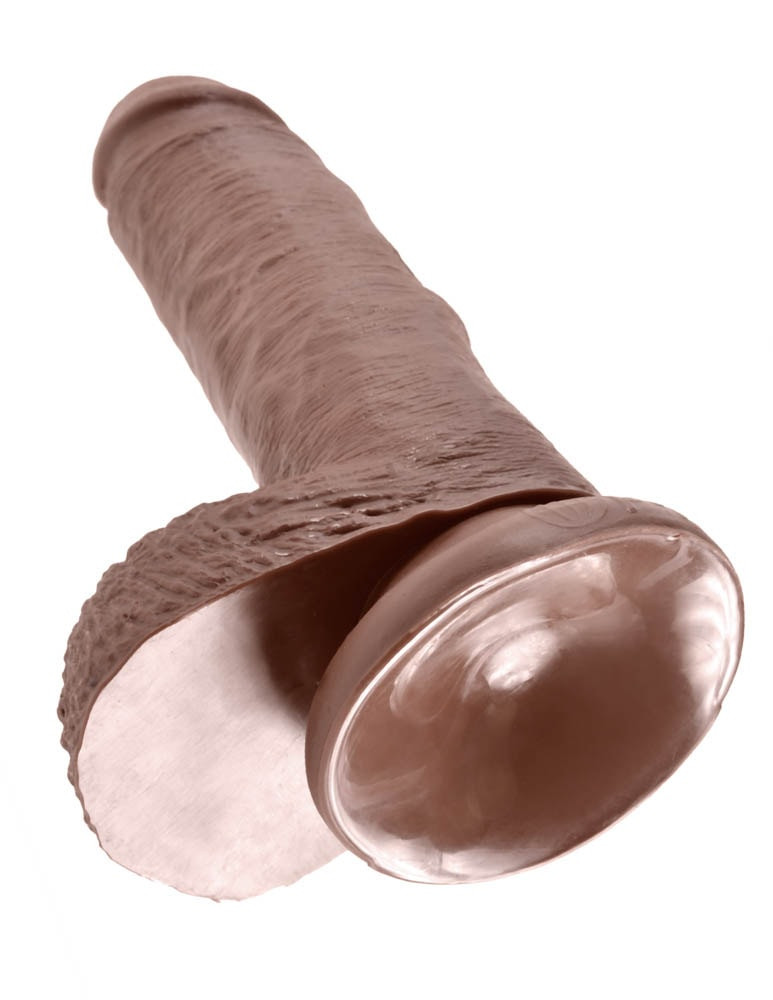 Dildo Cu Testicule King Cock 7 inch Cock With Balls Brown