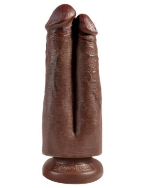 King Cock 7 inch Two Cocks One Hole Brown - Dildo