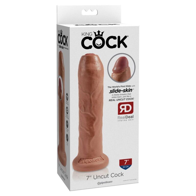 King Cock 7 inch UncutÂ Cock Dildo Cu Ventuza Culoare Flesh
