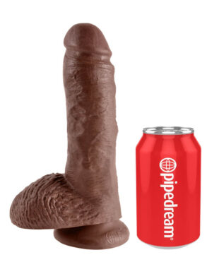 King Cock 8 inch Cock With Balls Brown - Dildo