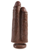 King Cock 9 inch Two Cocks One Hole Brown - Dildo