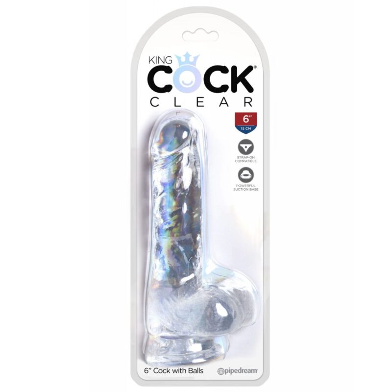 King Cock Clear 6" Cock with Balls Dildo Cu Testicule Culoare Transparent