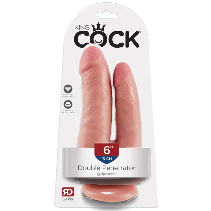 King Cock  Double Penetrator Dildo Stimulare Dublă Culoare Flesh
