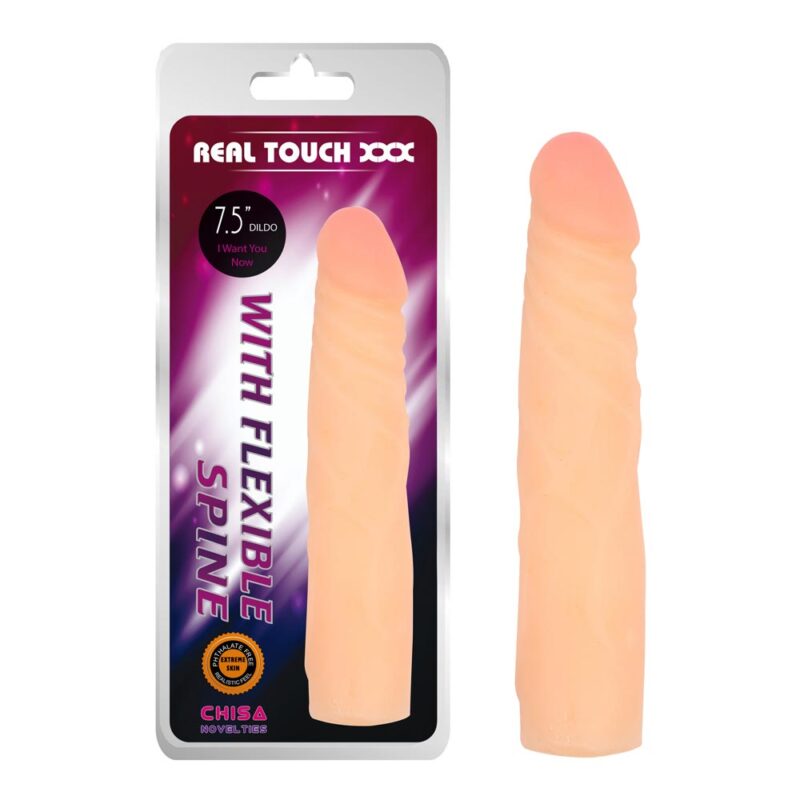 Real Touch XXX With Flexible Spine 7.5 inch Dildo Rezistent La Apă Culoare Flesh