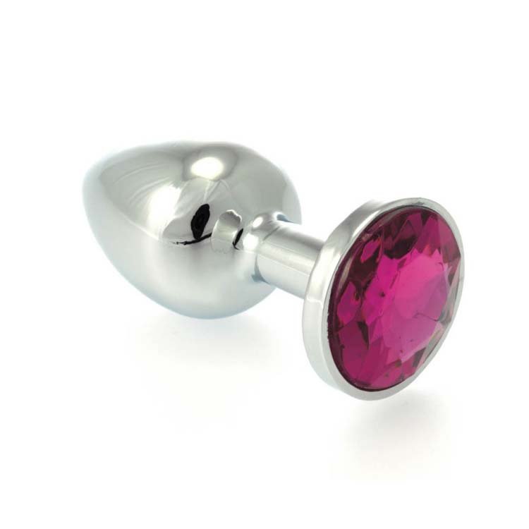 Model Butt Plug Small Metal With Crystal Red