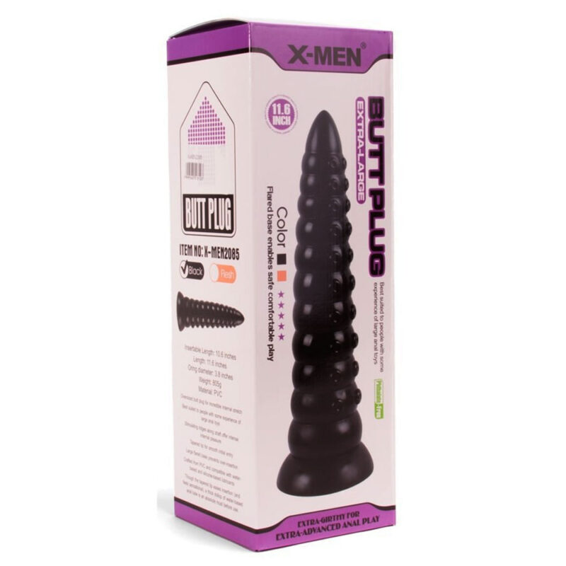 X-MEN 11.6 inch Butt Plug Black Dop anal Cu Ventuza Culoare Negru