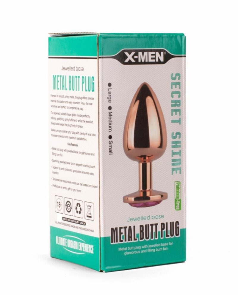 Dop anal Rezistent La Apă X-MEN Secret Shade Metal Butt Plug Rose M