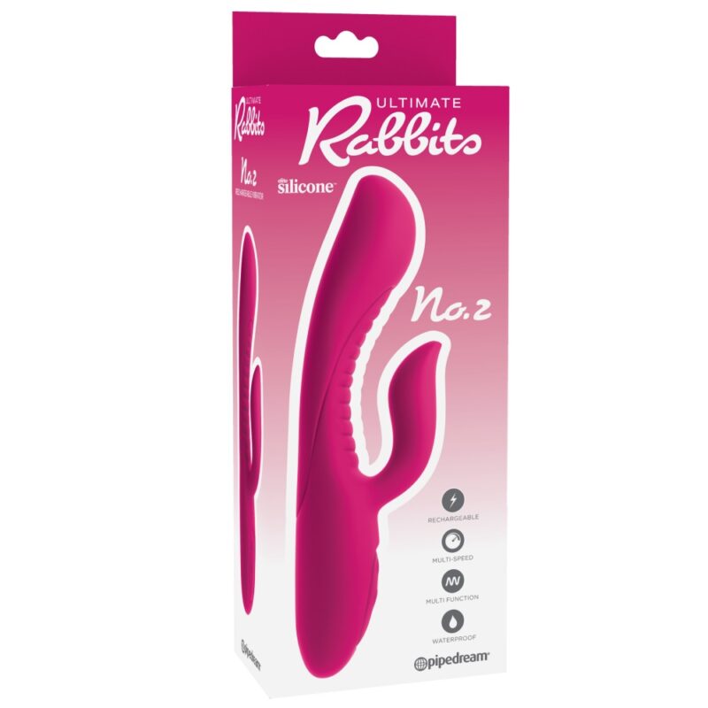Ultimate Rabbits No. 2 - Pink Vibrator Stimulare Dublă Culoare Visiniu