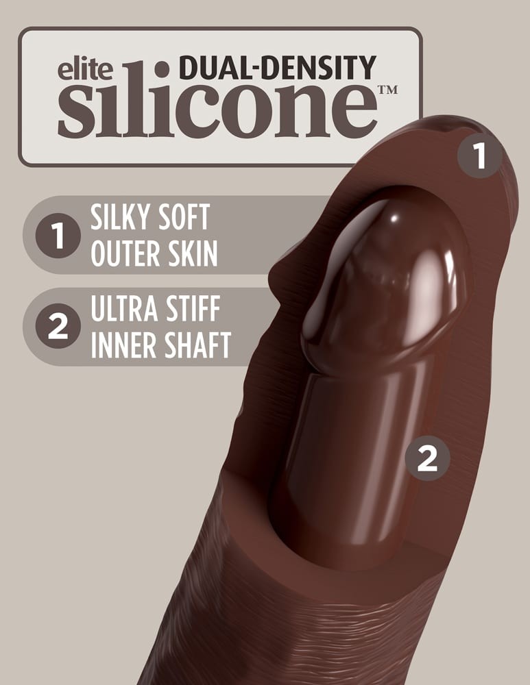 Model 9" Dual Density Vibrating Silicone Cock with Remote  Brown