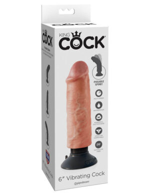 King Cock  6" Vibrating Cock Flesh Avantaje