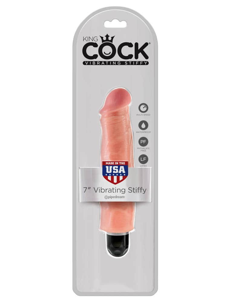 King Cock 7 inch Vibrating Stiffy Flesh - Vibratoare Realistice