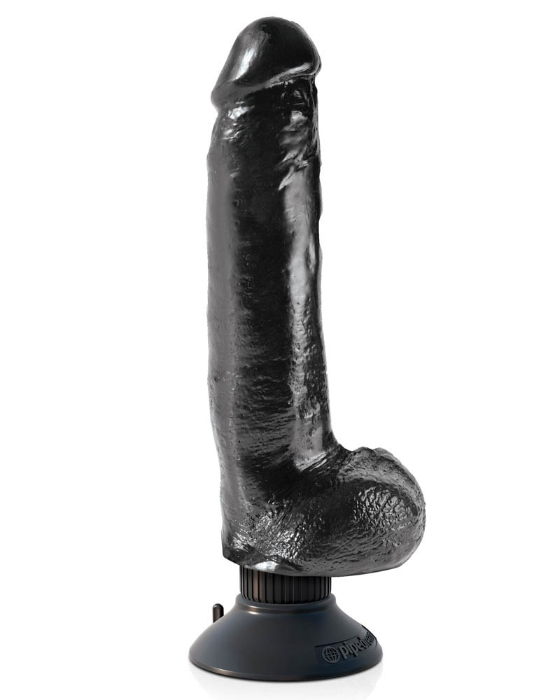 King Cock 9 inch Vibrating Cock with BallsÂ Black Avantaje