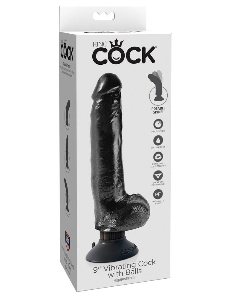 Model King Cock 9 inch Vibrating Cock with BallsÂ Black