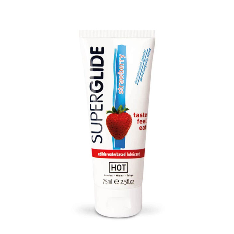 HOT Superglide edible lubricant waterbased - STRAWBERRY - 75ml Avantaje