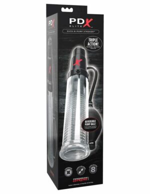 PDX Elite Suck-N-Pump Stroker - Clear/Black Avantaje
